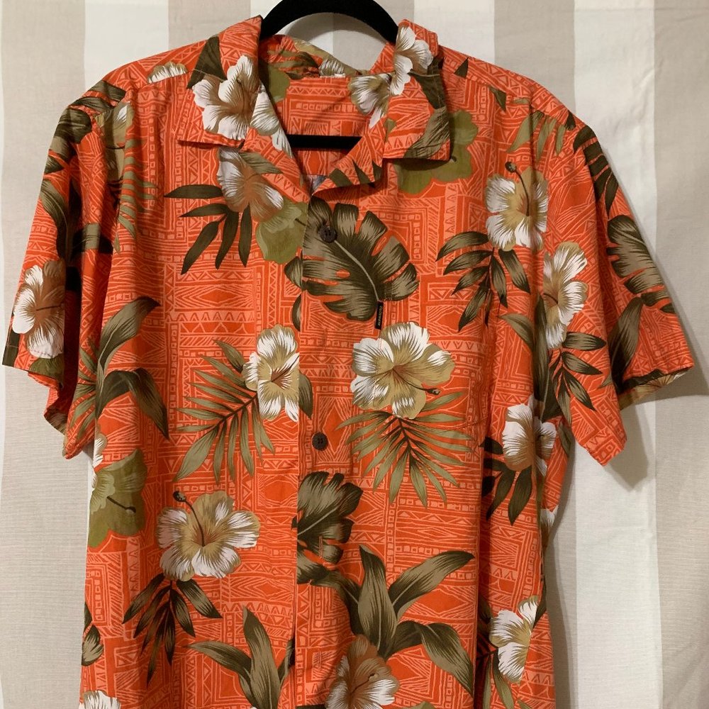 Palmwave Cotton Hawaiian Button Down Shirt